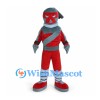 Samurai Mascot Costume in Red and Gray Armor