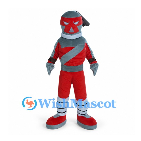 Samurai Mascot Costume in Red and Gray Armor