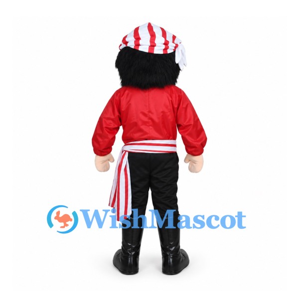 Pirate Mascot Costume with Red Shirt and Striped Bandana
