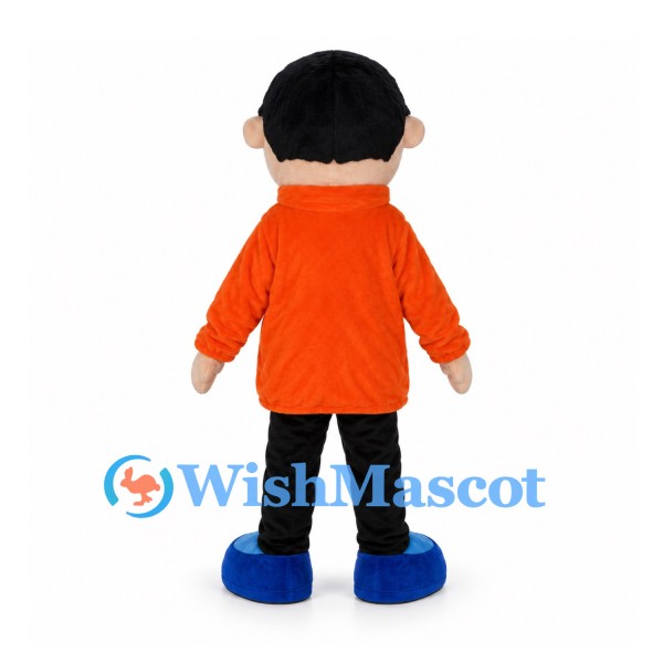 Boy Mascot Costume with Orange Sweater and Black Pants