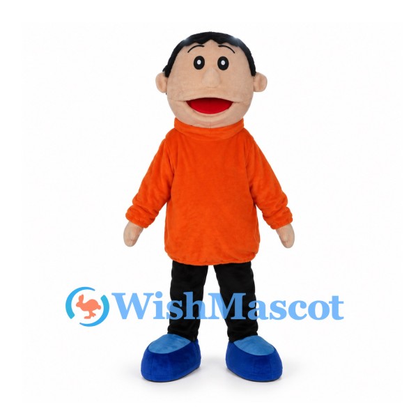 Boy Mascot Costume with Orange Sweater and Black Pants