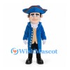 Captain Mascot Costume with Blue Tricorn Hat and Long Coat