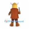 Viking Mascot Costume with Horned Helmet and Brown Cape