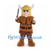 Viking Mascot Costume with Horned Helmet and Brown Cape
