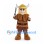 Viking Mascot Costume with Horned Helmet and Brown Cape