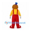 Clown Mascot Costume with Red Overalls and Yellow Shirt