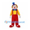 Clown Mascot Costume with Red Overalls and Yellow Shirt