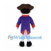 Colonial Man Mascot Costume with Brown Tricorn Hat and Purple Coat