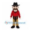 Cowboy Mascot Costume with Black Hat and Red Shirt