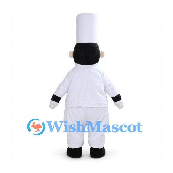 Chef Mascot Costume with Tall White Hat and Black Bow Tie