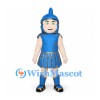 Warrior Mascot Costume with Blue Helmet and Pleated Armor Skirt