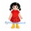 Girl Mascot Costume with Black Pigtails and Red Polka Dot Dress