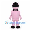 Pink Cow Mascot Costume with Cream Belly and Black Hooves
