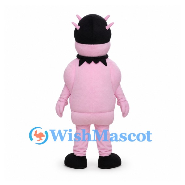 Pink Cow Mascot Costume with Cream Belly and Black Hooves