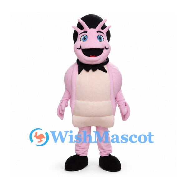 Pink Cow Mascot Costume with Cream Belly and Black Hooves