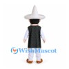 Wizard Mascot Costume with White Cone Hat and Black Vest