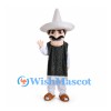 Wizard Mascot Costume with White Cone Hat and Black Vest