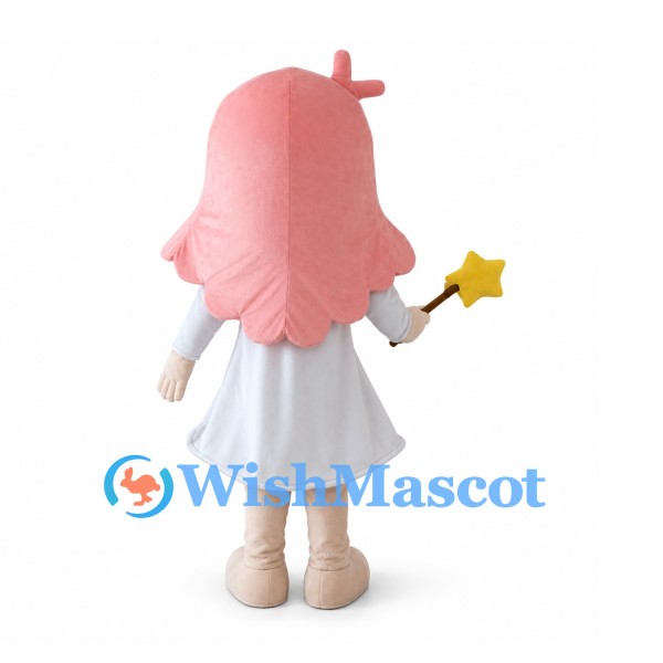 Fairy Mascot Costume with Pink Hair and White Dress