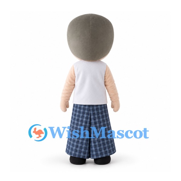 Boy Mascot Costume with White Tank Top and Plaid Trousers