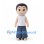 Boy Mascot Costume with White Tank Top and Plaid Trousers