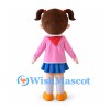 Schoolgirl Mascot Costume with Pink Top and Blue Skirt