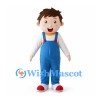 Boy Mascot Costume with Blue Overalls and White Shirt