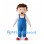 Boy Mascot Costume with Blue Overalls and White Shirt