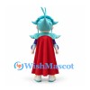 Fantasy Warrior Mascot Costume with Turquoise Hair and Red Cape