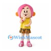 Girl Mascot Costume with Pink Hair and Yellow Top