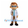 Doctor Mascot Costume with Blue Glasses and White Coat