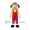 Girl Mascot Costume with Red Overalls and Yellow Shirt