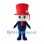 Magician Mascot Costume with Tall Red Hat and Navy Suit