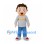 Boy Mascot Costume with Gray Sweatshirt and Blue Pants