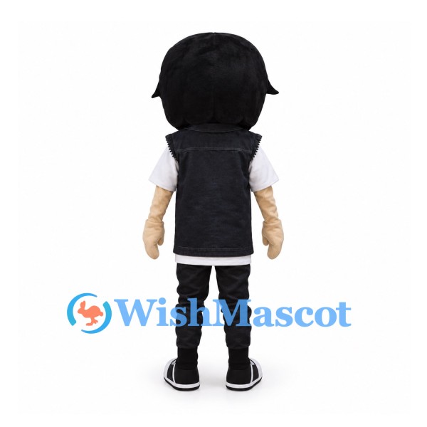 Boy Mascot Costume with Black Vest and Striped Shirt