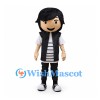 Boy Mascot Costume with Black Vest and Striped Shirt