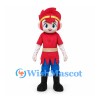 Warrior Mascot Costume with Red Headpiece and Blue Pants