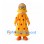 Woman Mascot Costume with Yellow Polka Dot Dress and Round Glasses