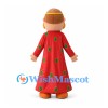 Man Mascot Costume with Red Robe and Green Polka Dots
