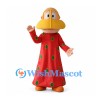 Man Mascot Costume with Red Robe and Green Polka Dots