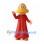 Man Mascot Costume with Red Robe and Green Polka Dots