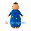 Man Mascot Costume with Blue Floral Robe and Yellow Collar