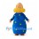 Man Mascot Costume with Blue Floral Robe and Yellow Collar