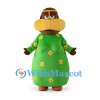 Man Mascot Costume with Green Floral Robe and Yellow Collar