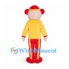 Clown Mascot Costume with Yellow Jacket and Striped Trousers
