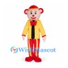 Clown Mascot Costume with Yellow Jacket and Striped Trousers