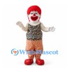 Clown Mascot Costume with Red Hair and Patterned Vest