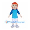 Boy Mascot Costume with Orange Hair and Blue T-Shirt