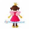 Fairy Princess Mascot Costume with Pink Wings and Gold Crown