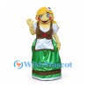 Woman Mascot Costume with Blonde Hair and Green Folk Dress