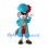 Wolf Mascot Costume with Blue Pirate Coat and Hook Hand